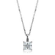 LOS894 - Rhodium 925 Sterling Silver Chain Pendant with AAA Grade CZ  in Clear-0