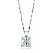 LOS895 - Rhodium 925 Sterling Silver Chain Pendant with AAA Grade CZ  in Clear-0