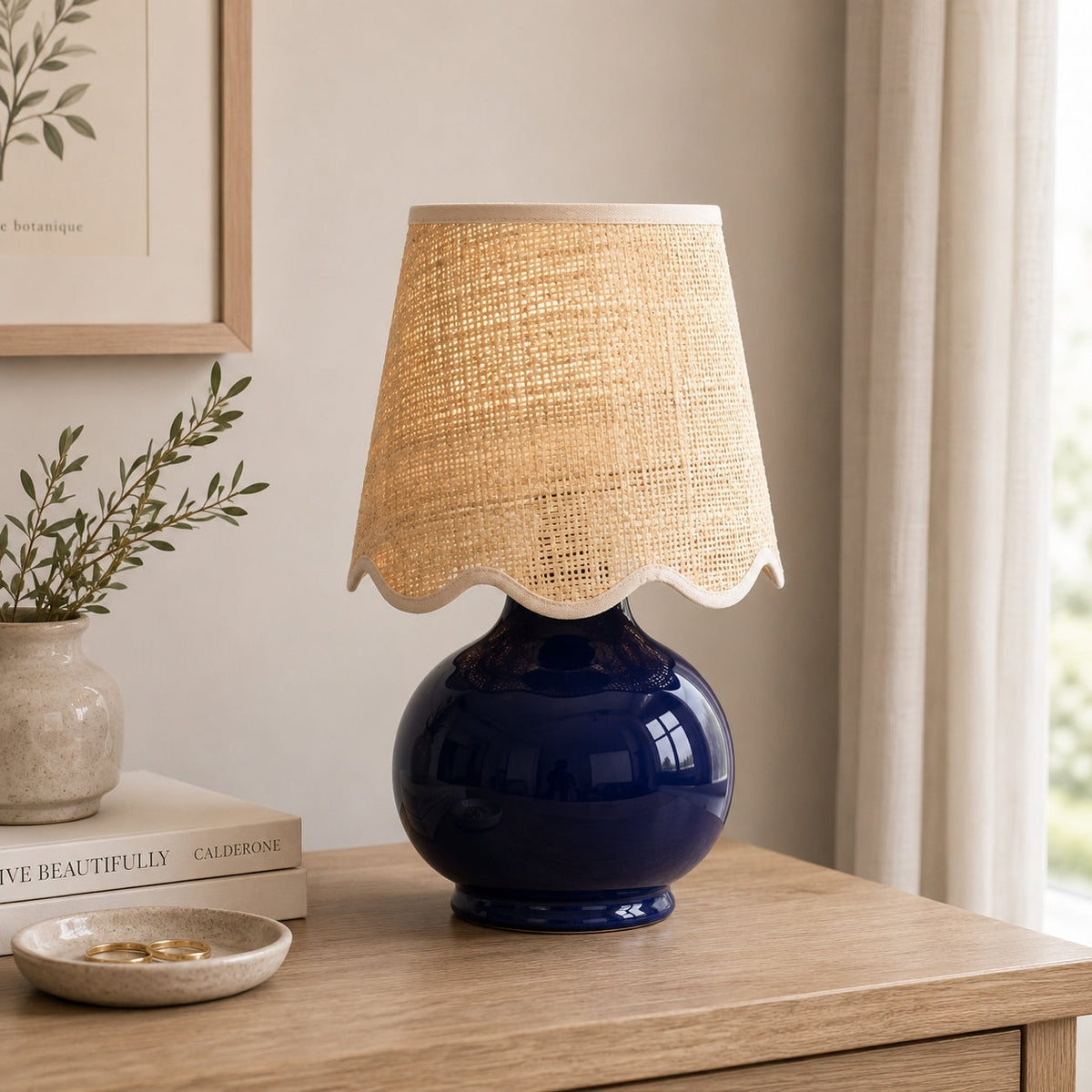 Benton Handmade Ceramic Table Lamp with Cotton Shade-14