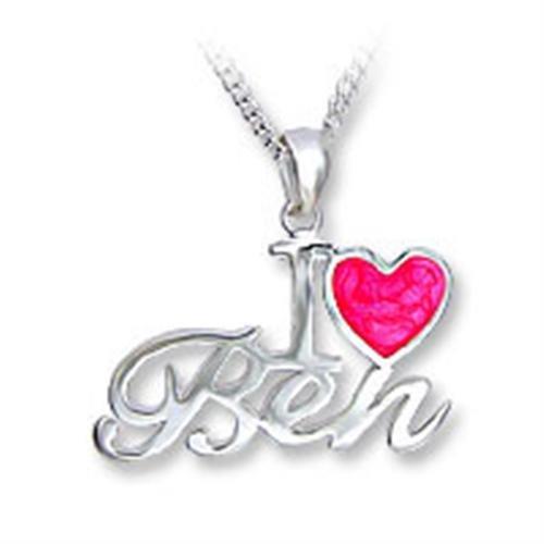OT013 - Silver Brass Chain Pendant with Epoxy  in Rose-0