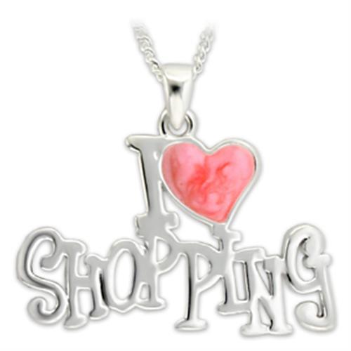 LO1184 - Silver Brass Pendant with Epoxy  in Rose-0