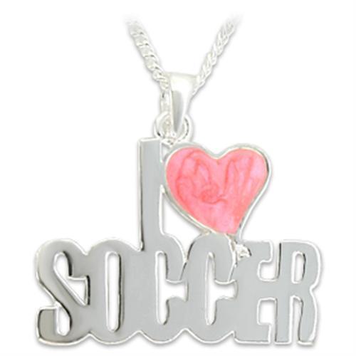 OT016 - Silver Brass Pendant with Epoxy  in Rose-0