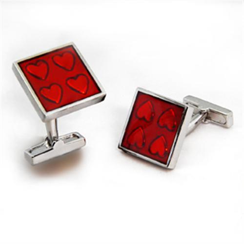 OT581 - Rhodium Brass Cufflink with Epoxy  in Siam-0