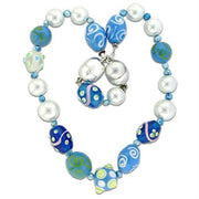 OT682 - Silver Brass Necklace with Synthetic Glass Bead in Multi Color-0