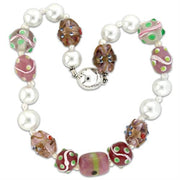 LO1186 - Silver Brass Necklace with Synthetic Acrylic in Multi Color-0