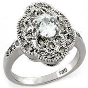 S03818 - Rhodium 925 Sterling Silver Ring with AAA Grade CZ  in Clear-0