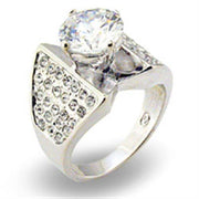 S22110 - Rhodium 925 Sterling Silver Ring with AAA Grade CZ  in Clear-0