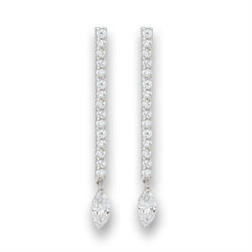 S411207 - Rhodium 925 Sterling Silver Earrings with AAA Grade CZ  in Clear-0