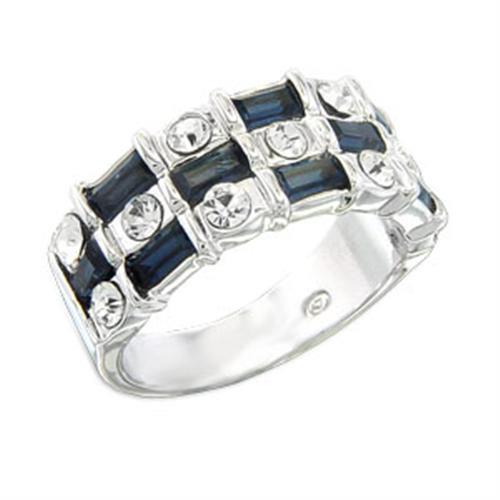 S55206 - Rhodium 925 Sterling Silver Ring with Top Grade Crystal  in Montana-0