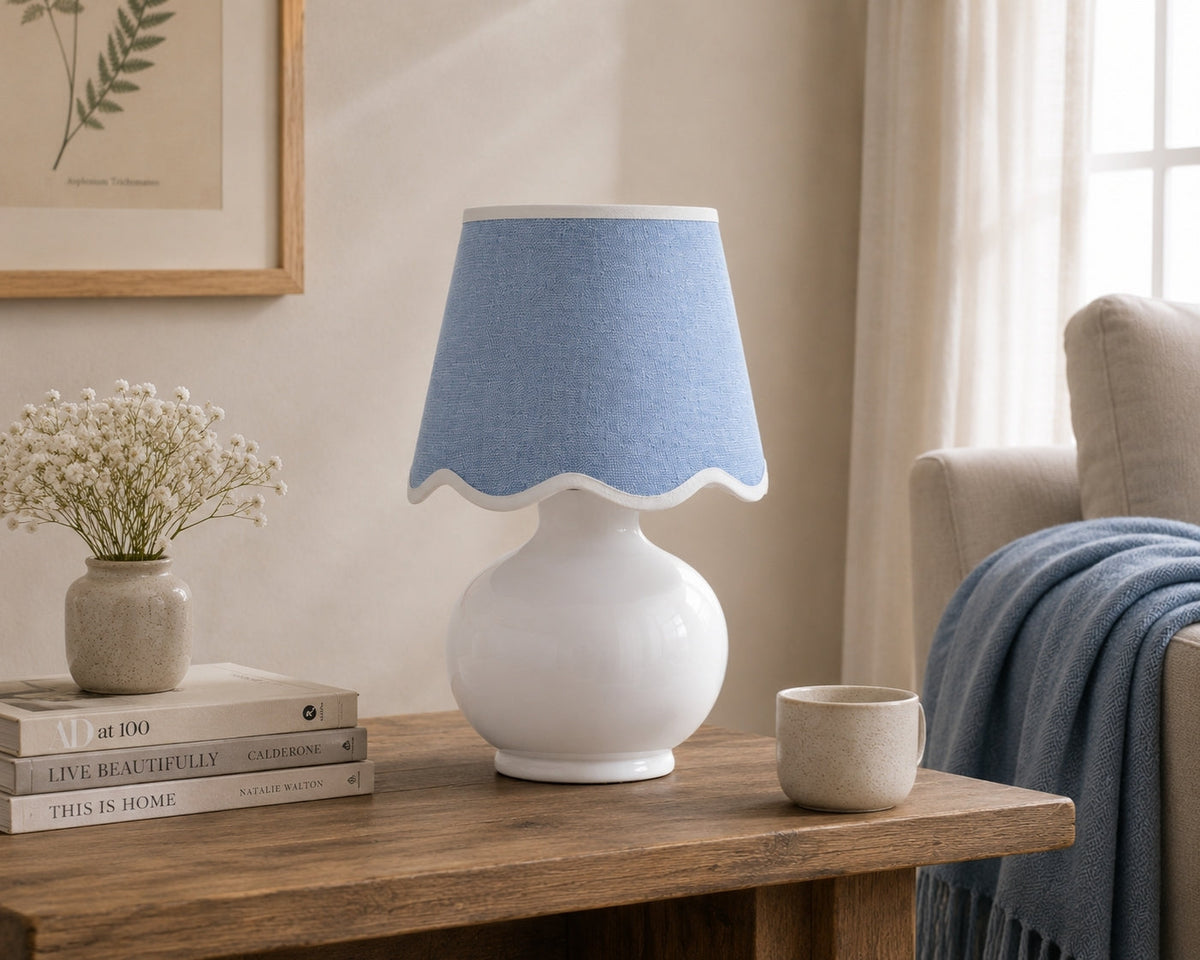 Benton Handmade Ceramic Table Lamp with Cotton Shade-9