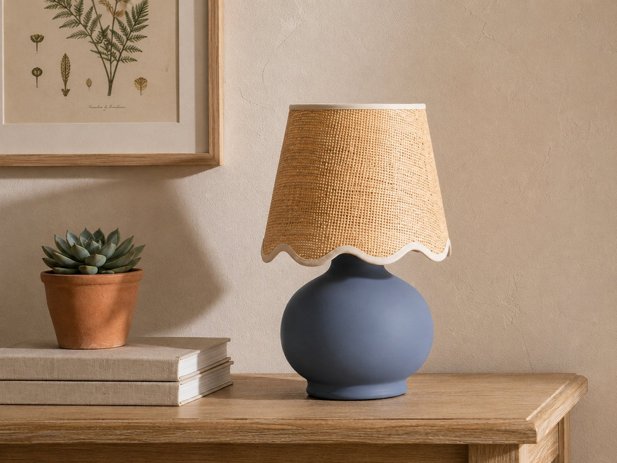 Benton Handmade Ceramic Table Lamp with Cotton Shade-11