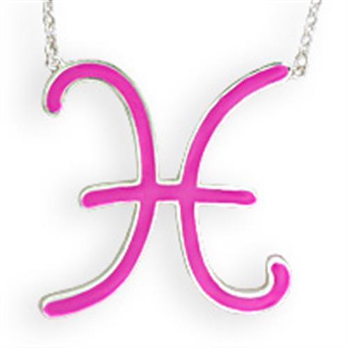 SNK02PINK - Silver Brass Chain Pendant with Epoxy  in Rose-0