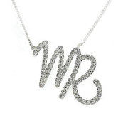 SNK03 - Silver Brass Chain Pendant with Top Grade Crystal  in Clear-0