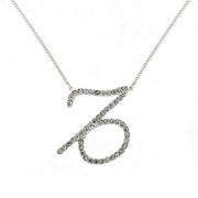 SNK04 - Silver Brass Chain Pendant with Top Grade Crystal  in Clear-0