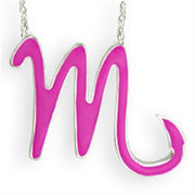 SNK07PINK - Silver Brass Chain Pendant with Epoxy  in Rose-0