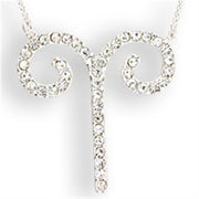 SNK08 - Silver Brass Chain Pendant with Top Grade Crystal  in Clear-0