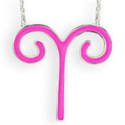 SNK08PINK - Silver Brass Chain Pendant with Epoxy  in Rose-0