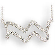 SNK09 - Silver Brass Chain Pendant with Top Grade Crystal  in Clear-0