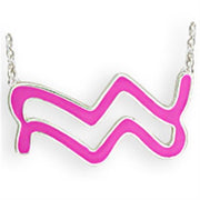 SNK09PINK - Silver Brass Chain Pendant with Epoxy  in Rose-0