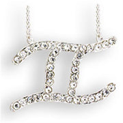 SNK10 - Silver Brass Chain Pendant with Top Grade Crystal  in Clear-0