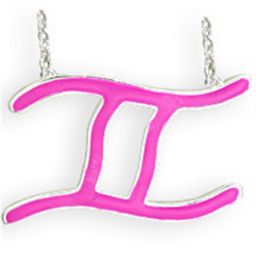SNK10PINK - Silver Brass Chain Pendant with Epoxy  in Rose-0