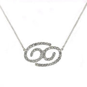 SNK12 - Silver Brass Chain Pendant with Top Grade Crystal  in Clear-0