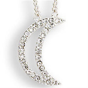 SNK13 - Silver Brass Chain Pendant with Top Grade Crystal  in Clear-0