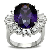 SS001 - Silver 925 Sterling Silver Ring with AAA Grade CZ  in Amethyst-0