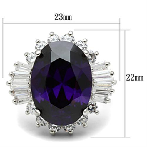 SS001 - Silver 925 Sterling Silver Ring with AAA Grade CZ  in Amethyst-1