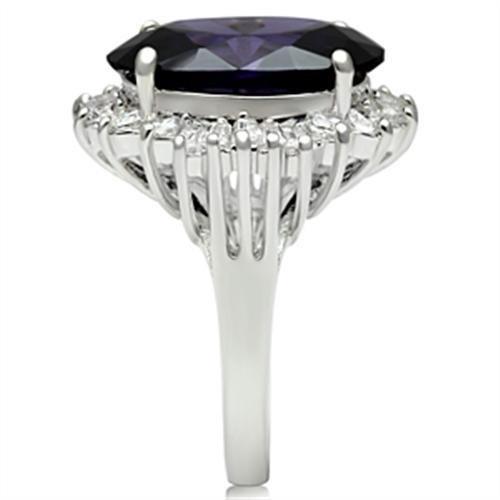 SS001 - Silver 925 Sterling Silver Ring with AAA Grade CZ  in Amethyst-3