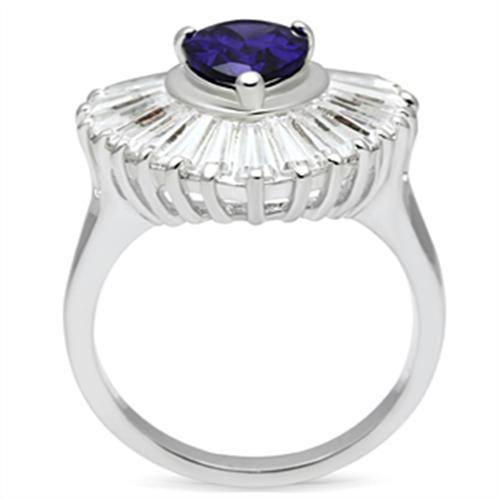 SS004 - Silver 925 Sterling Silver Ring with AAA Grade CZ  in Tanzanite-2