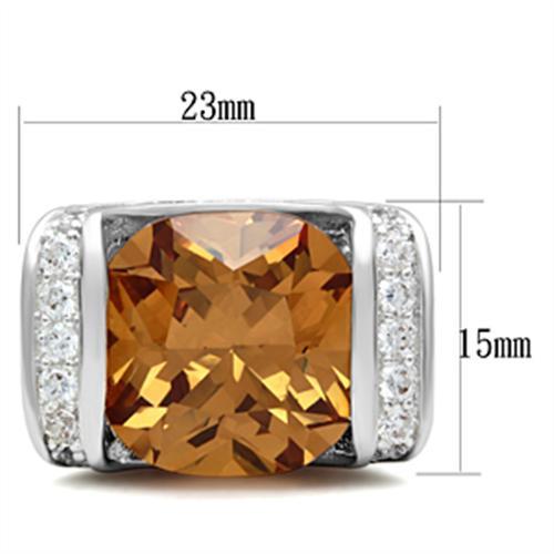 SS006 - Silver 925 Sterling Silver Ring with AAA Grade CZ  in Champagne-1