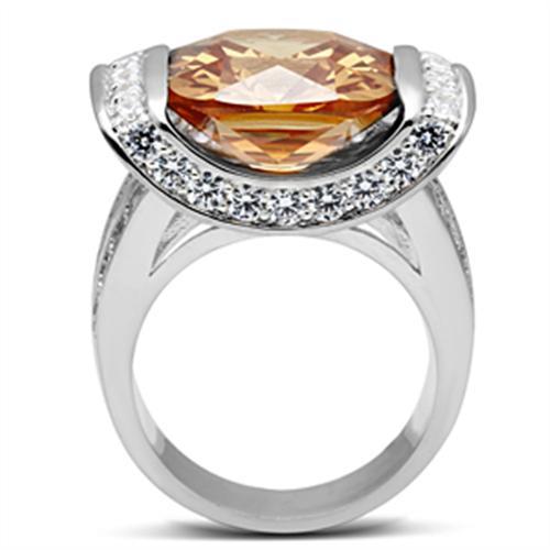 SS006 - Silver 925 Sterling Silver Ring with AAA Grade CZ  in Champagne-2