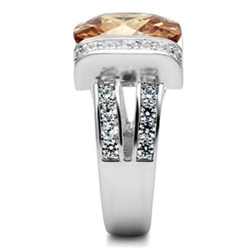 SS006 - Silver 925 Sterling Silver Ring with AAA Grade CZ  in Champagne-3