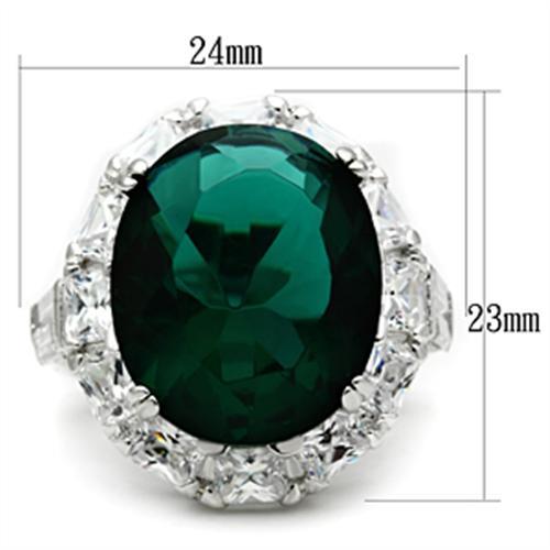 SS007 - Silver 925 Sterling Silver Ring with Synthetic Synthetic Glass in Blue Zircon-1