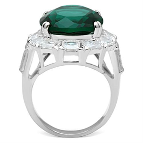 SS007 - Silver 925 Sterling Silver Ring with Synthetic Synthetic Glass in Blue Zircon-2