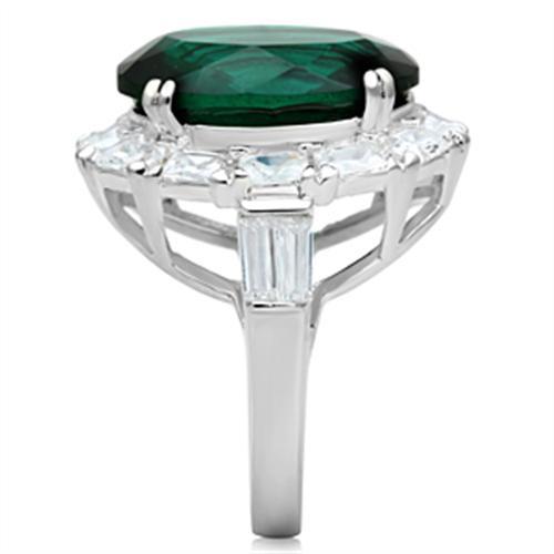 SS007 - Silver 925 Sterling Silver Ring with Synthetic Synthetic Glass in Blue Zircon-3