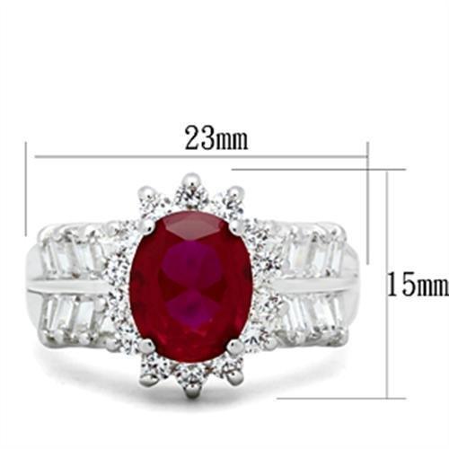 SS009 - Silver 925 Sterling Silver Ring with AAA Grade CZ  in Ruby-1