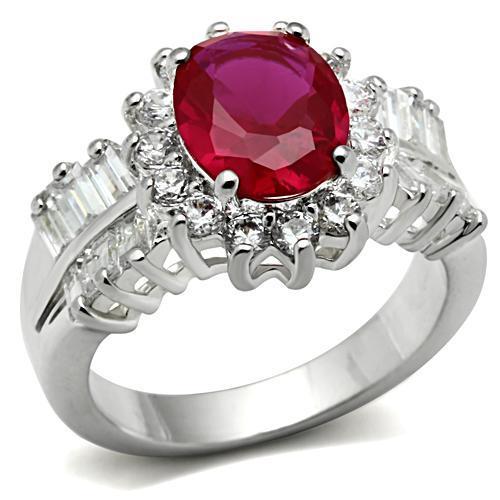 SS009 - Silver 925 Sterling Silver Ring with AAA Grade CZ  in Ruby-0