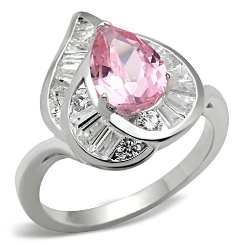 SS011 - Silver 925 Sterling Silver Ring with AAA Grade CZ  in Rose-0