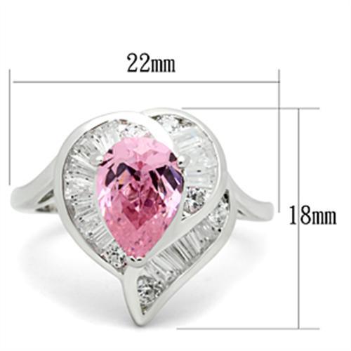 SS011 - Silver 925 Sterling Silver Ring with AAA Grade CZ  in Rose-1