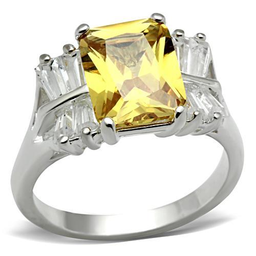 SS012 - Silver 925 Sterling Silver Ring with AAA Grade CZ  in Topaz-0