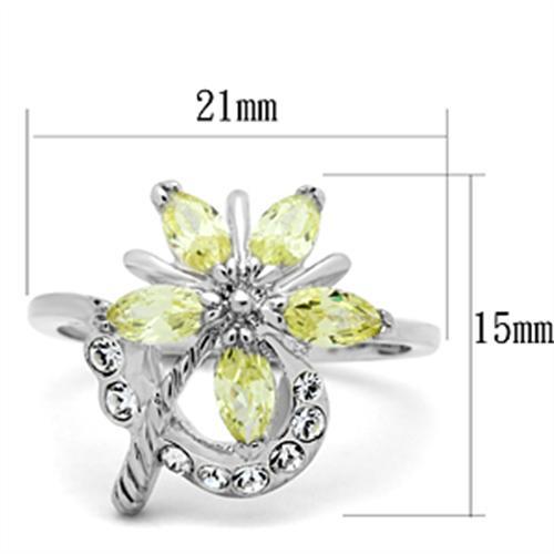 SS013 - Silver 925 Sterling Silver Ring with AAA Grade CZ  in Apple Green color-1