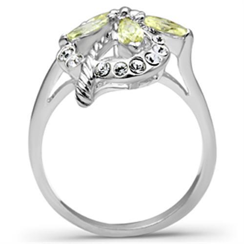 SS013 - Silver 925 Sterling Silver Ring with AAA Grade CZ  in Apple Green color-2