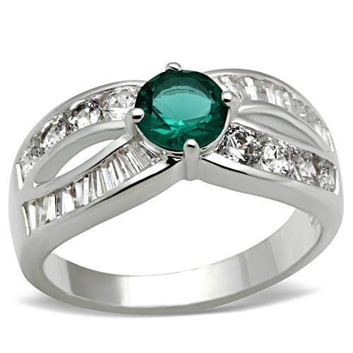 SS014 - Silver 925 Sterling Silver Ring with Synthetic Synthetic Glass in Blue Zircon-0