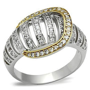 SS015 - Gold+Rhodium 925 Sterling Silver Ring with AAA Grade CZ  in Clear-0