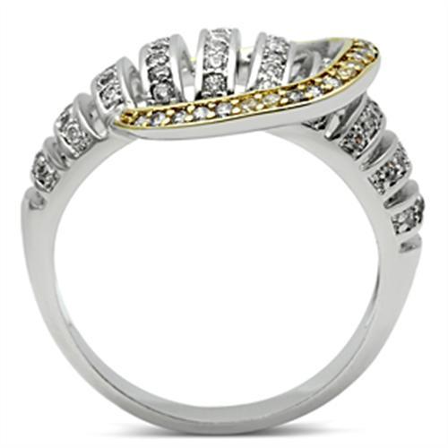 SS015 - Gold+Rhodium 925 Sterling Silver Ring with AAA Grade CZ  in Clear-2