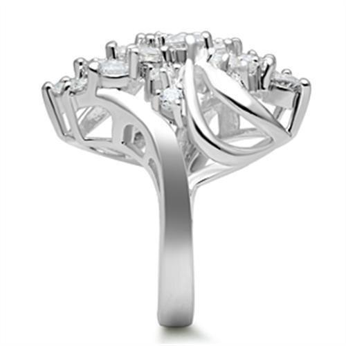 SS016 - Silver 925 Sterling Silver Ring with AAA Grade CZ  in Clear-3