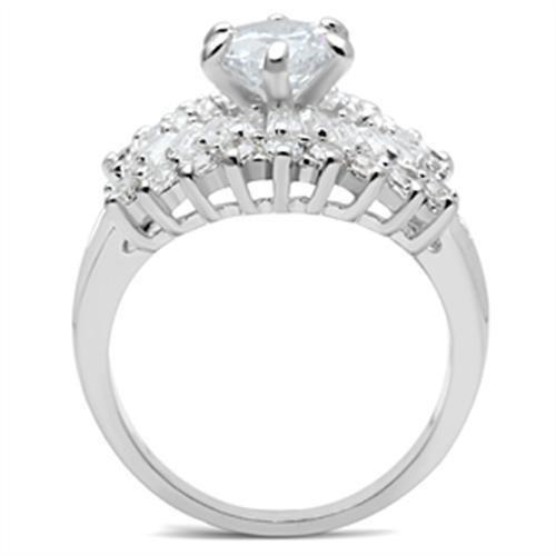 SS017 - Silver 925 Sterling Silver Ring with AAA Grade CZ  in Clear-2