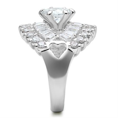 SS017 - Silver 925 Sterling Silver Ring with AAA Grade CZ  in Clear-3